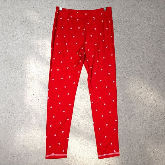 Laura Ashley Heart Print Pajama Set Women’s M Red Waffle Knit Y2K Cozy Valentine - Picture 13 of 16